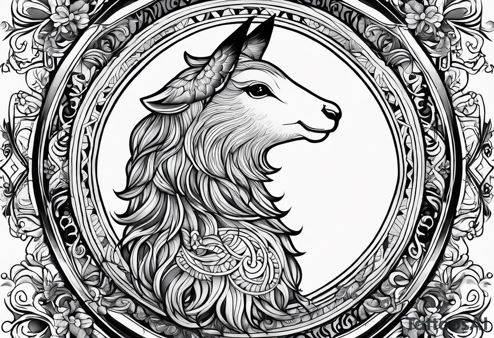 combine moon, bird and lamb tattoo idea