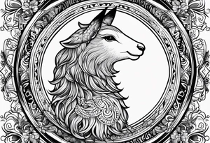 combine moon, bird and lamb tattoo idea