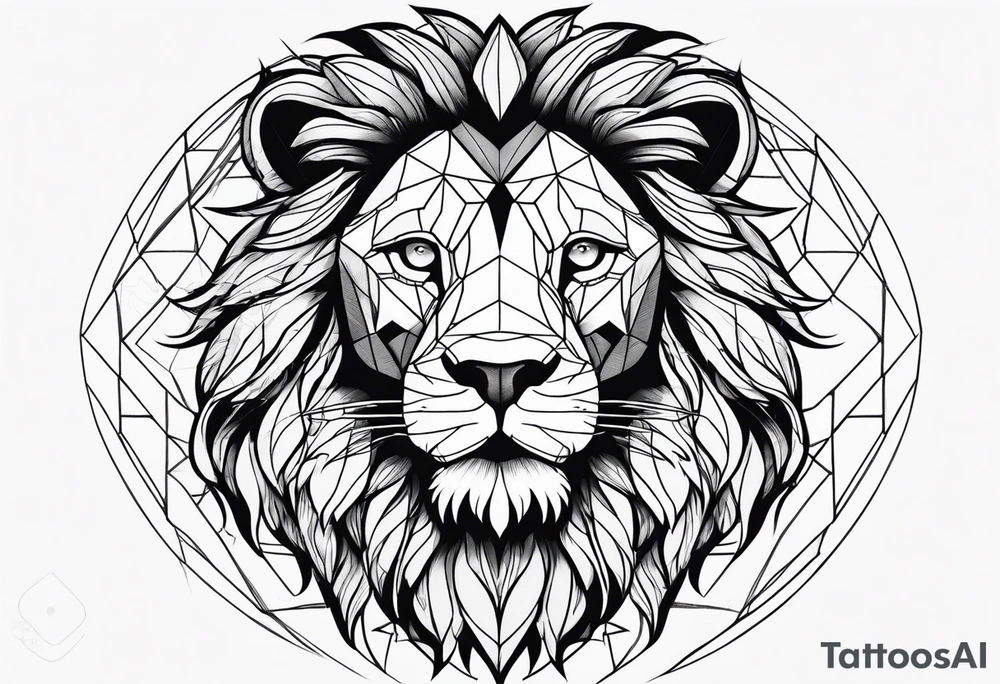 The Face of marcus aurelius with the lower left half missing. He is looking slightly away at 25 degrees. Geometric symbols framing the background. The background has small color splashes of red and purple. tattoo idea