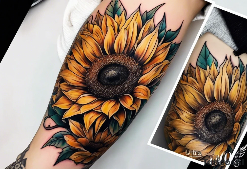 Sunflower arm sleeve tattoo idea