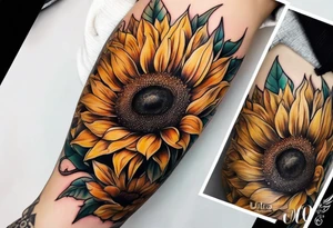Sunflower arm sleeve tattoo idea