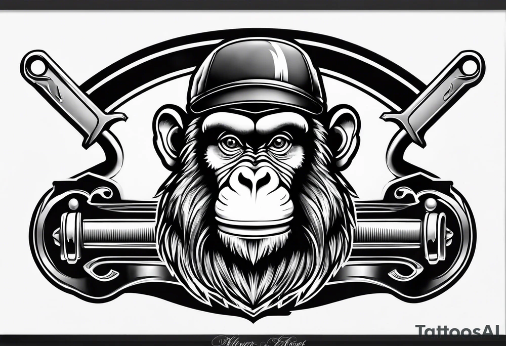 american traditional style monkey 
wrench tattoo idea