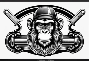 american traditional style monkey 
wrench tattoo idea