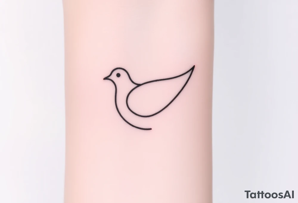 A minimalistic outline of a collared dove, with geometric lines forming its shape in muted gray and white, offering a clean and modern look tattoo idea