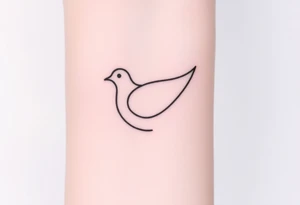 A minimalistic outline of a collared dove, with geometric lines forming its shape in muted gray and white, offering a clean and modern look tattoo idea