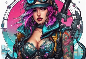 cyberpunk pinup tattoo idea