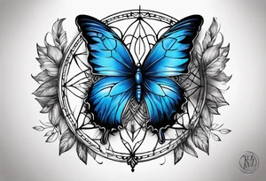 Blue butterfly dream catcher tattoo idea