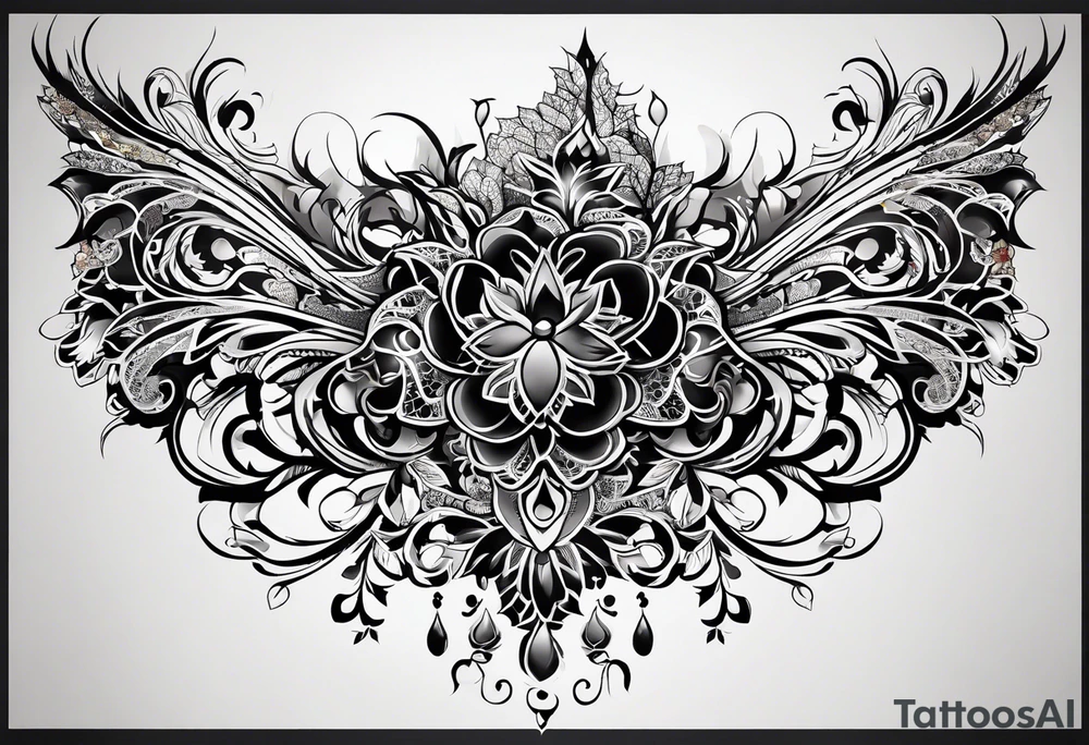 ripped lace tattoo idea