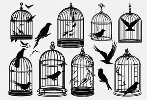 Bird trapped in cage tattoo idea