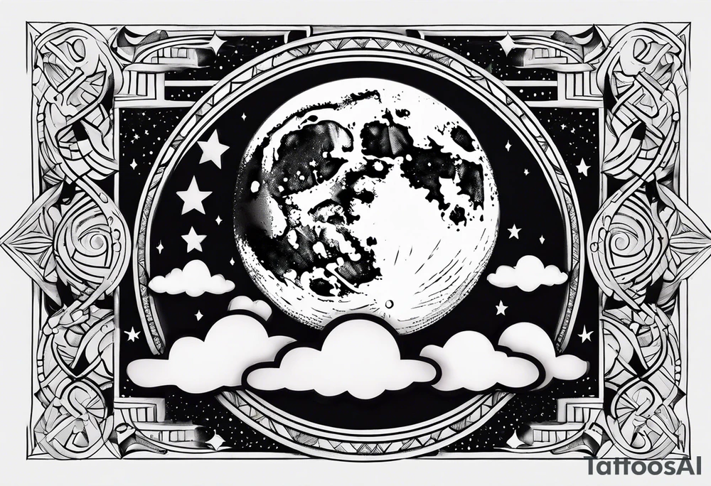 Moon phases stars clouds tattoo idea
