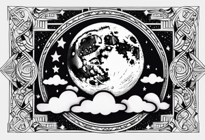 Moon phases stars clouds tattoo idea