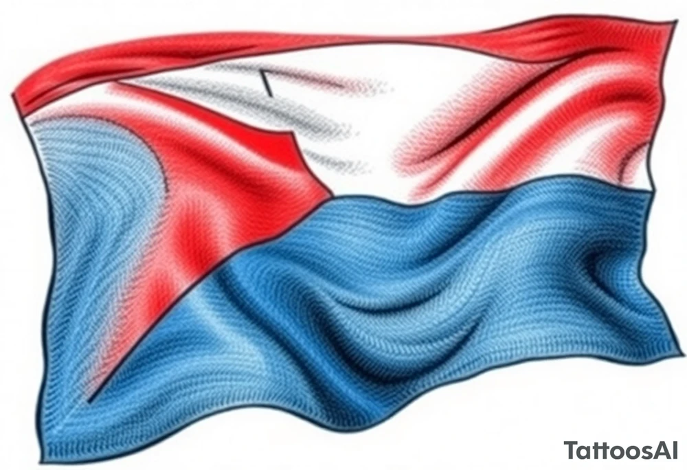 A waving Czech flag with realistic fabric texture, its red, white, and blue colors appearing vibrant and dynamic. tattoo idea