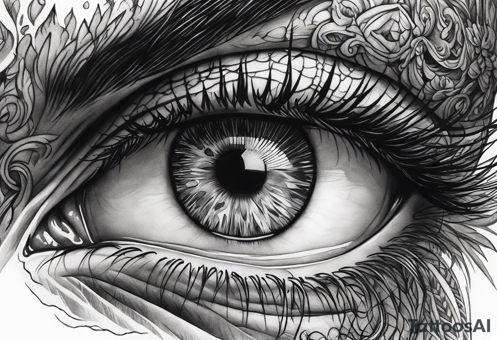 Bleeding eye rolling into head tattoo idea