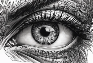 Bleeding eye rolling into head tattoo idea