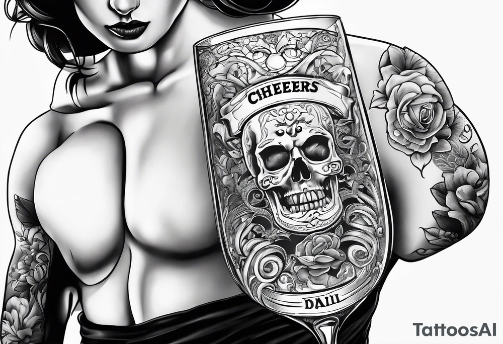 Cheers Mate text, armband +Cancer Ribbon tattoo idea