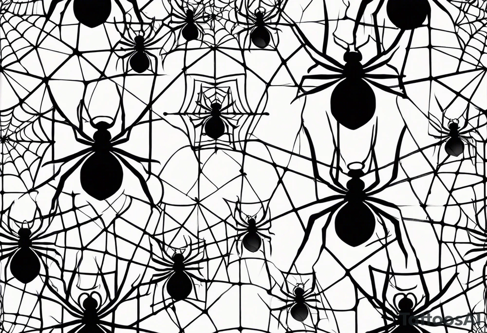 symmetrical spider web with 4 rows tattoo idea
