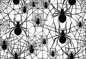 symmetrical spider web with 4 rows tattoo idea