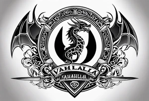 Valhalla sheild dragon sword tattoo idea