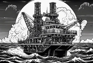 Texas,  oil rig,  flames tattoo idea
