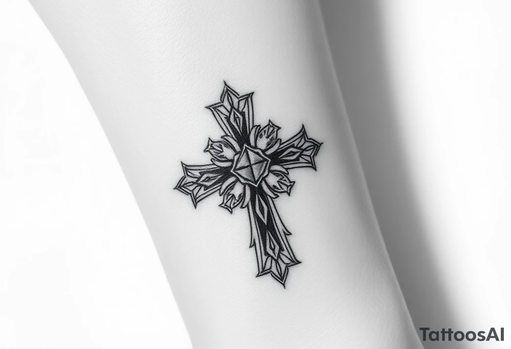 cross with jewels tattoo idea