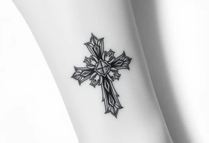 cross with jewels tattoo idea