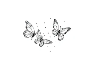 Basic butterflies with lots of sparkles and some bubbles tattoo idea