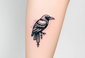 Nordic raven down leg tattoo idea