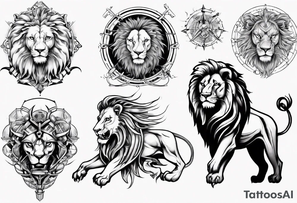 Lion, august, leader, zodiac tattoo idea