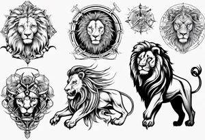Lion, august, leader, zodiac tattoo idea