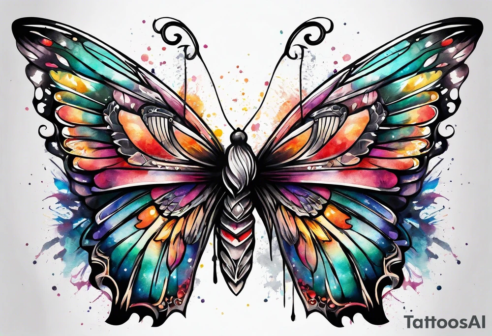Half Butterfly half angel wings tattoo idea