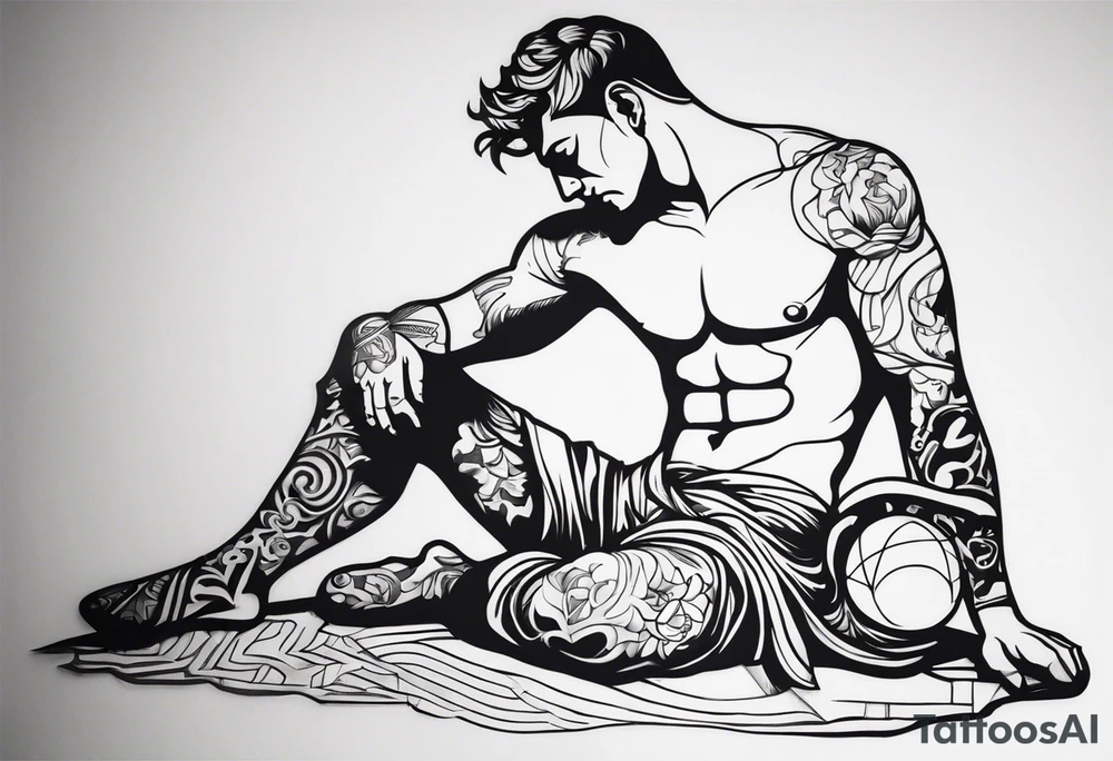 a statue of a man carving himself tattoo idea