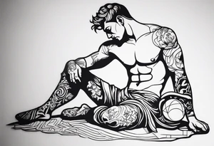 a statue of a man carving himself tattoo idea
