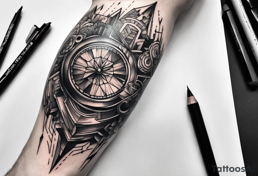 protruding extreme joint pain elbow fragmented on arm tattoo idea