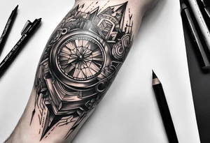 protruding extreme joint pain elbow fragmented on arm tattoo idea