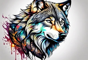 strong wolf gentle eyes tattoo idea