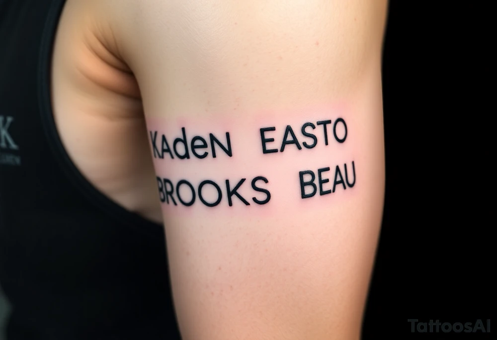 Kaden Easton Brooks Beau made into a crossword puzzle tattoo idea