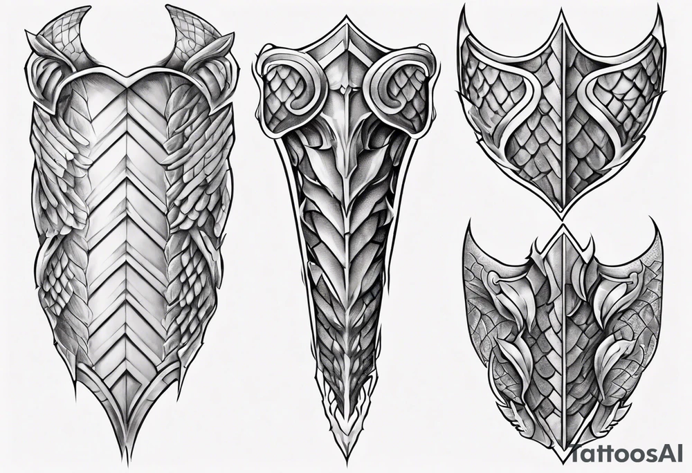 Dragonscale Leg armor symmetrical tattoo idea