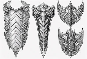 Dragonscale Leg armor symmetrical tattoo idea