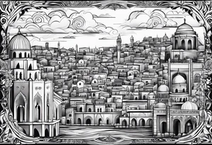 israel city vector 
swirl  vignette tattoo idea