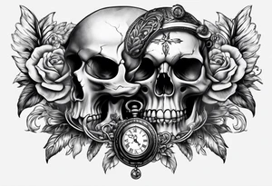 skull with pocket watch tattoo idea