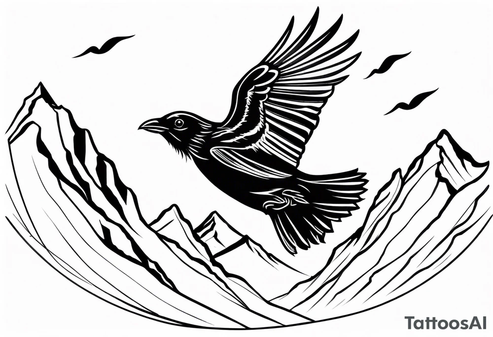 alpine chough flying tattoo idea