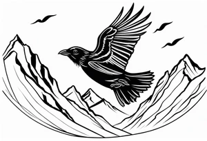 alpine chough flying tattoo idea
