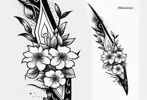 cherry blossom dagger tattoo idea