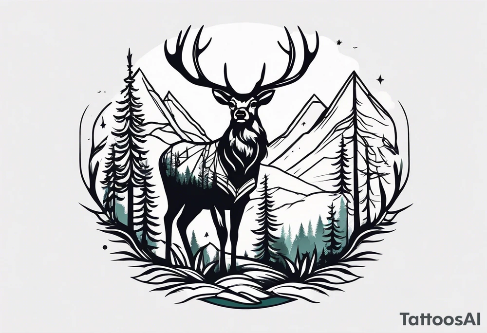 deer forest tattoo idea