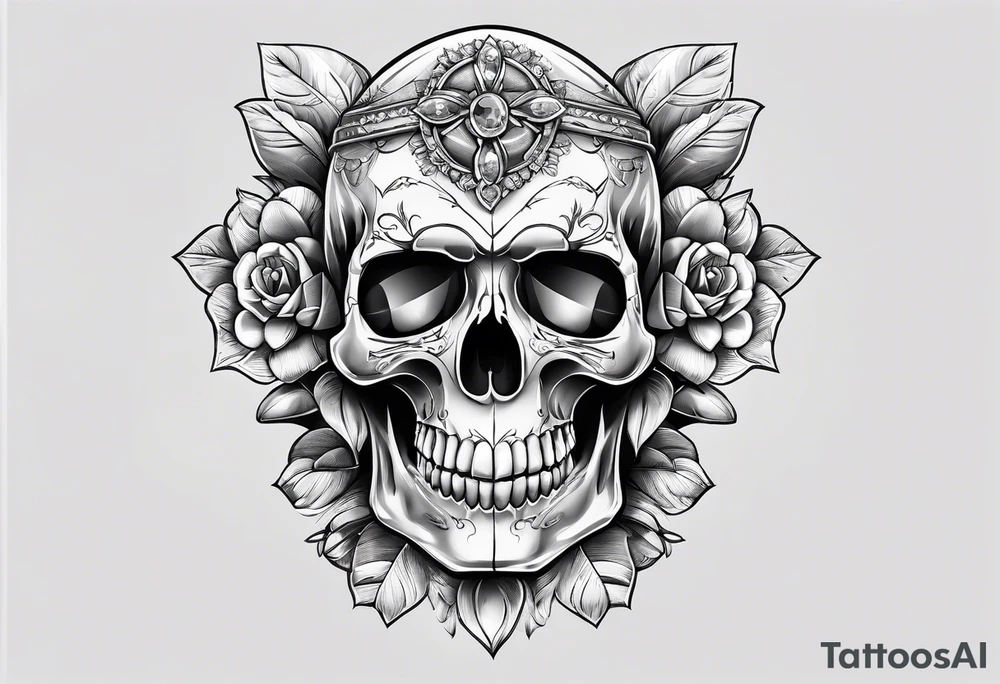 rock gemstone with skull inside tattoo idea