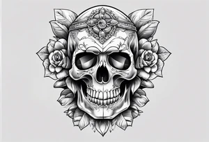 rock gemstone with skull inside tattoo idea