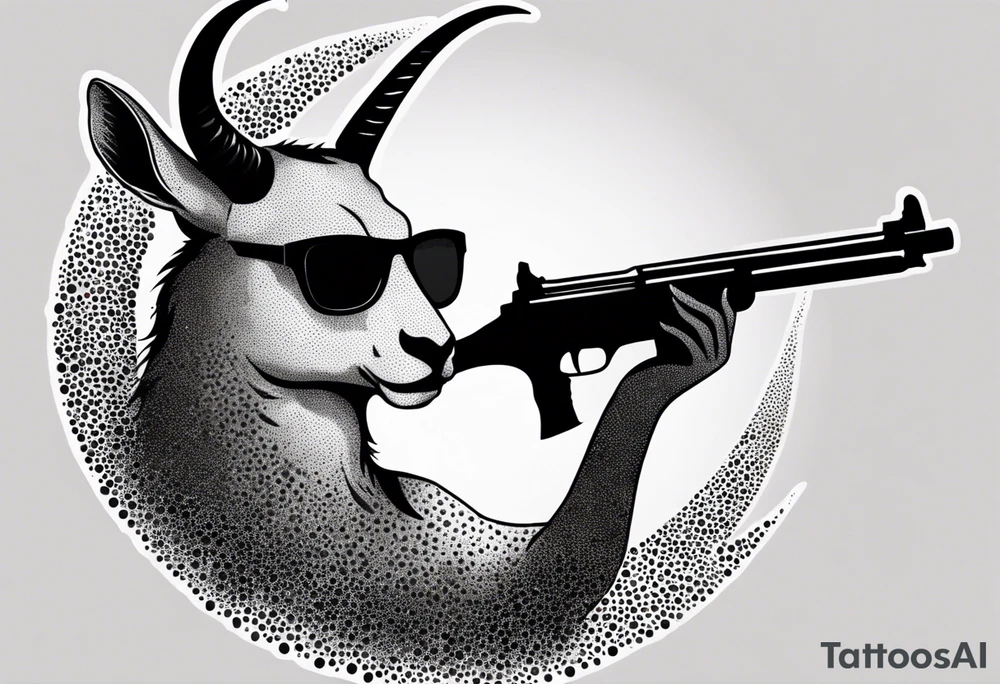 capricorn with sunglasses and shotgun tattoo idea