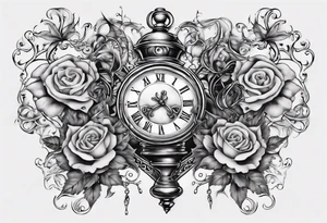 lots of filagree on the chest going onto the shoulder.  include an hour glass tattoo idea