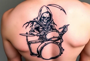 grim reaper playing the drums tattoo idea