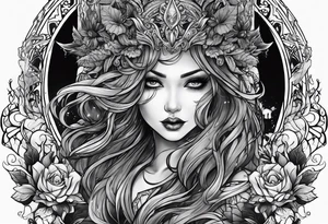 A dark fantasy spooky themed tattoo idea